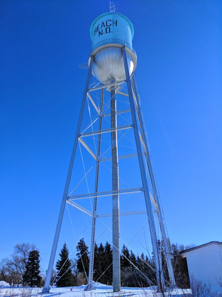 Water tower in Beach, ND SkySpy Photos, Images, Video