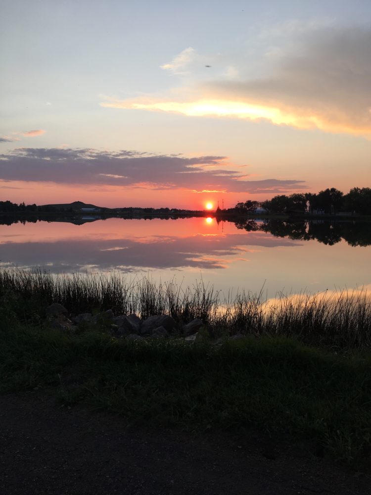 Sunset on Mirror Lake, Hettinger ,ND SkySpy Photos, Images, Video